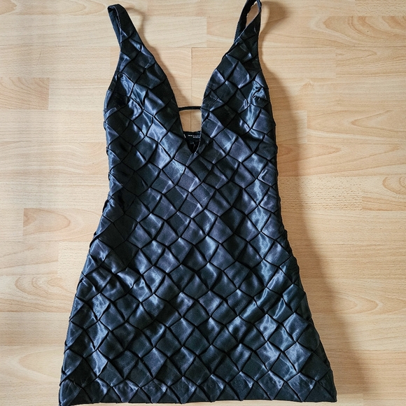 Zara Diamond Satin Effect Pleated Mini Dress - Picture 3 of 7